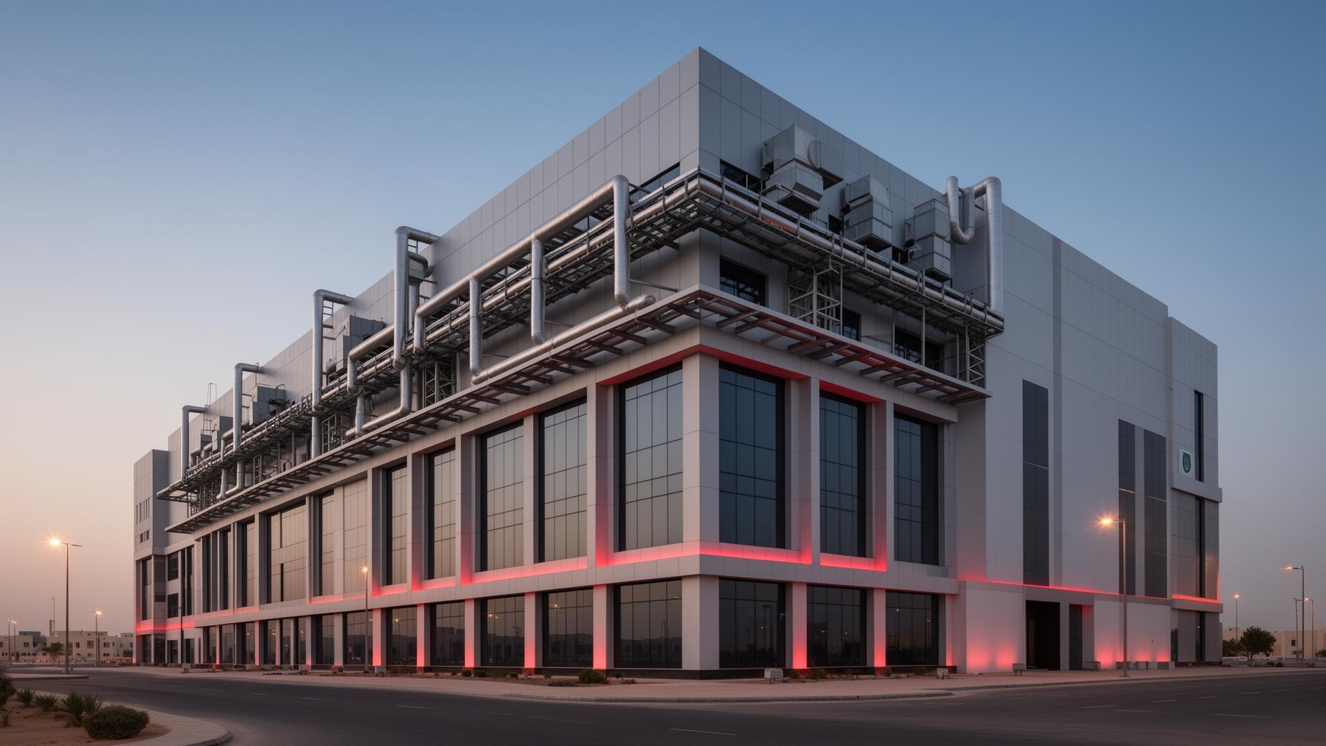 Modern commercial building with engineering infrastructure