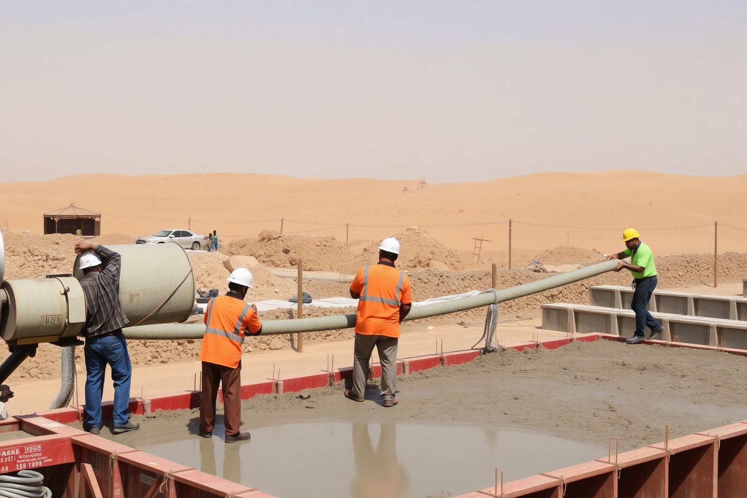 Concrete pouring on a Saudi site