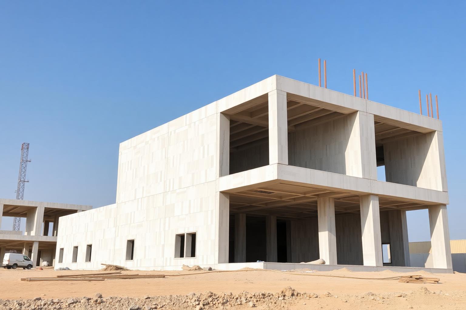 Completed concrete building structure